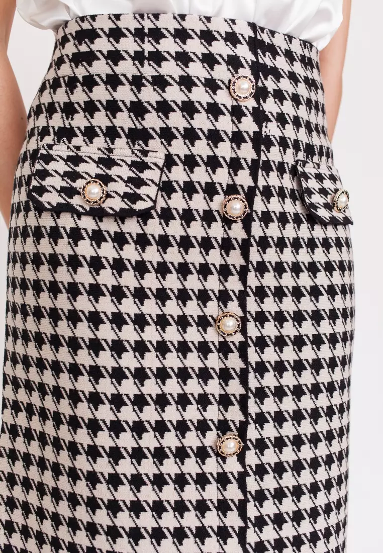 Buy Hook Clothing Houndstooth Knit Midi Skirt Online ZALORA Malaysia