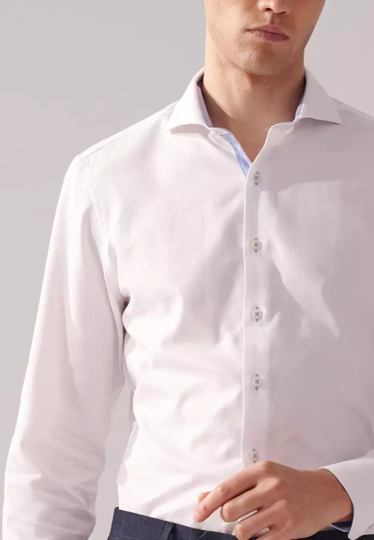 White Textured Classic Fit Shirt