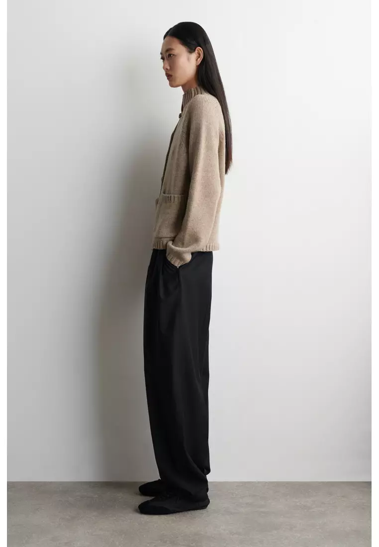 MERINO WOOL FUNNEL-NECK CARDIGAN