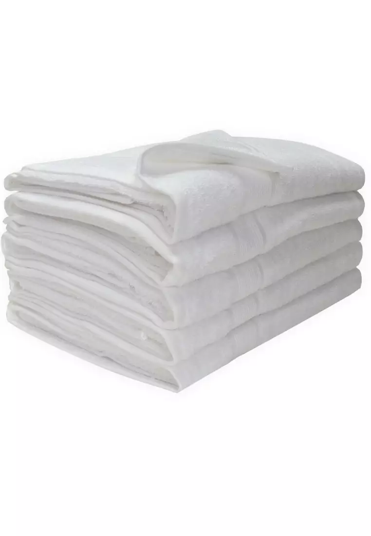 Epitex 100% Pure Cotton Bath Towel Bright Colour Towel - Gym Towel - Bathroom Towel - Yoga Towel - Soft(White)