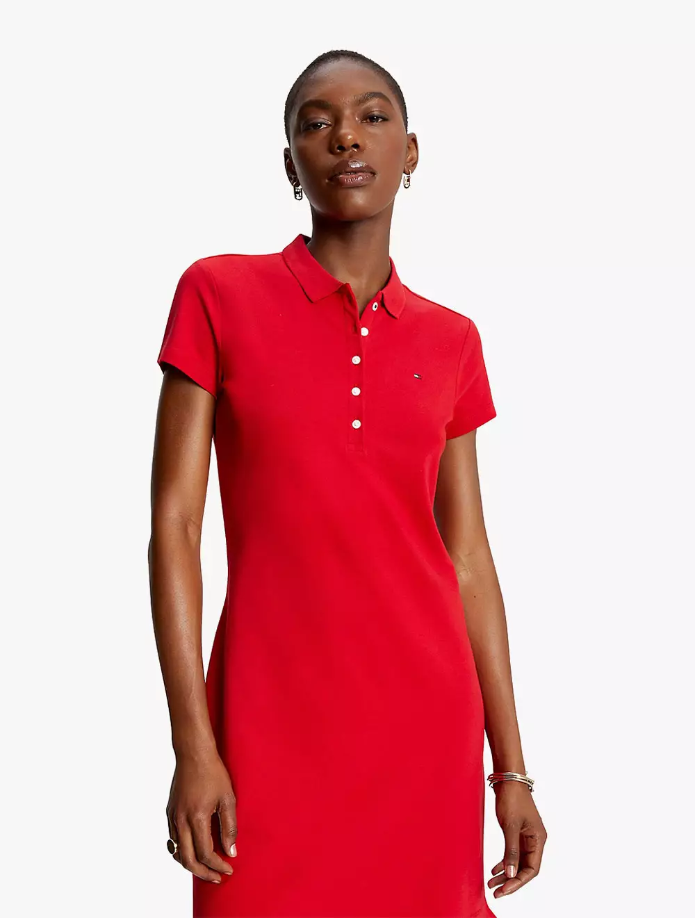 TOMMY HILFIGER - STRETCH COTTON POLO DRESS - Red - red
