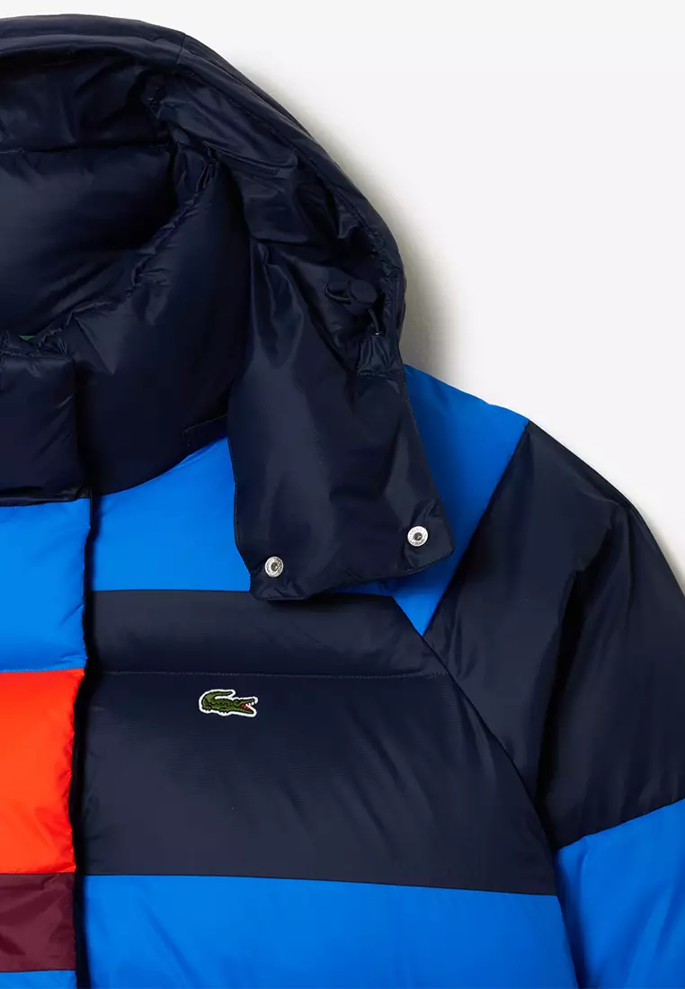 Oversized Colourblock Down Jacket, Adjustable Hood