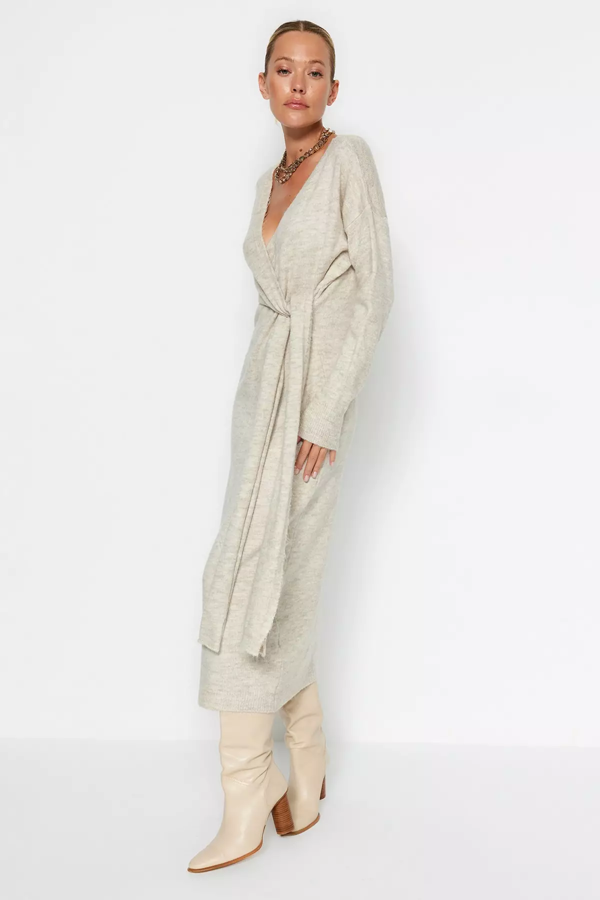 Double Breasted Collar Maxi Dress