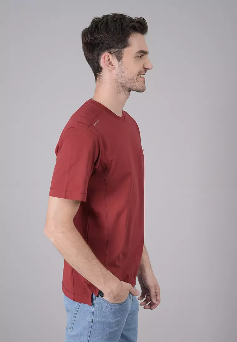 LGS - Kaos Casual Pria - Kaos Polos - Kaos Lengan Pendek - Reguler Fit - Maroon - CTS.222.G3069.03.C