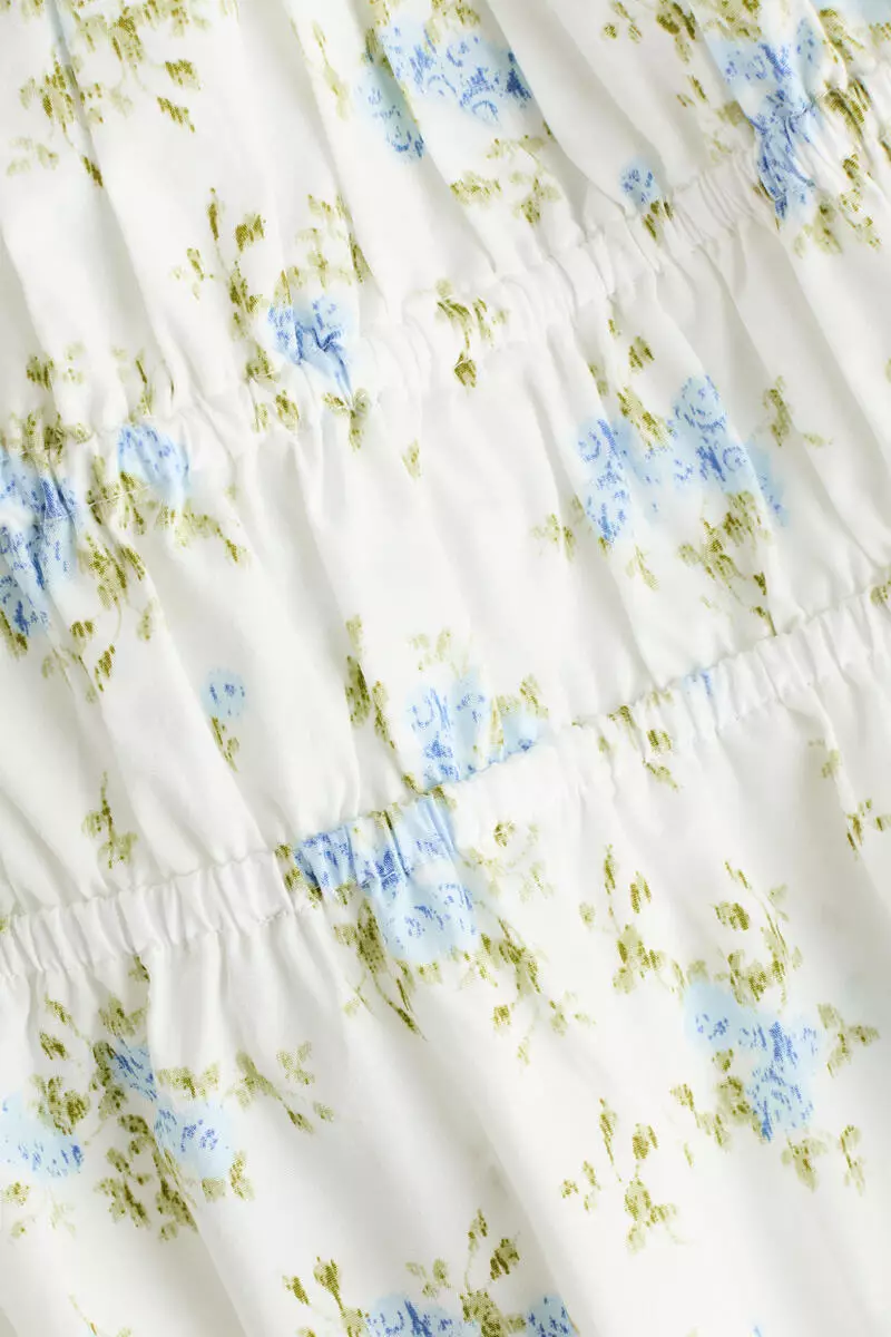 Puff-sleeved poplin dress