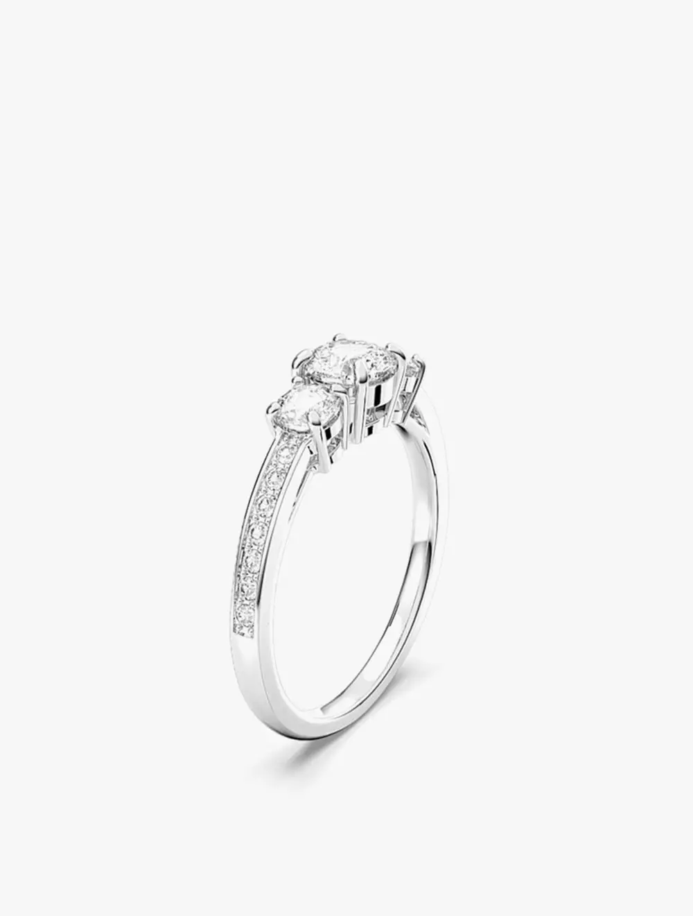 Attract Trilogy Ring, Round Cut, White, Rhodium Plated - 55 - White