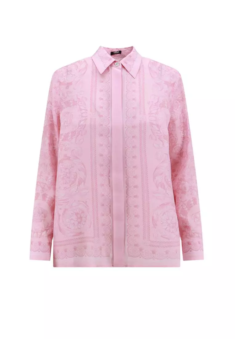 Baroque-print silk shirt, Versace