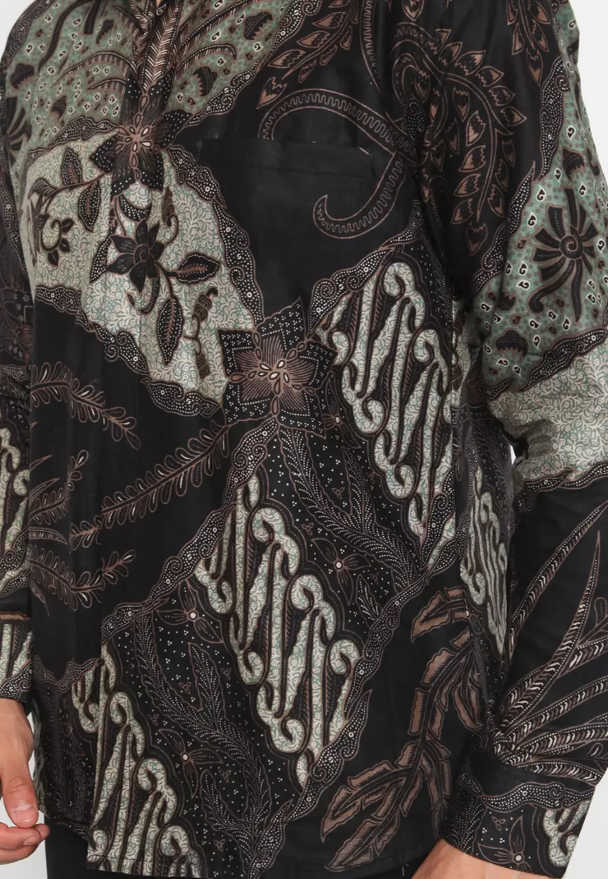 Kemeja Batik Pria Premium Slimfit Elegant Modern Lengan Panjang Narada Ijo