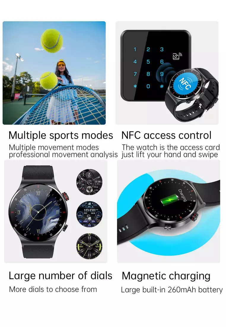 SmartWatch with Stainless Steel Bracelet + 1 Free Rubber Strap