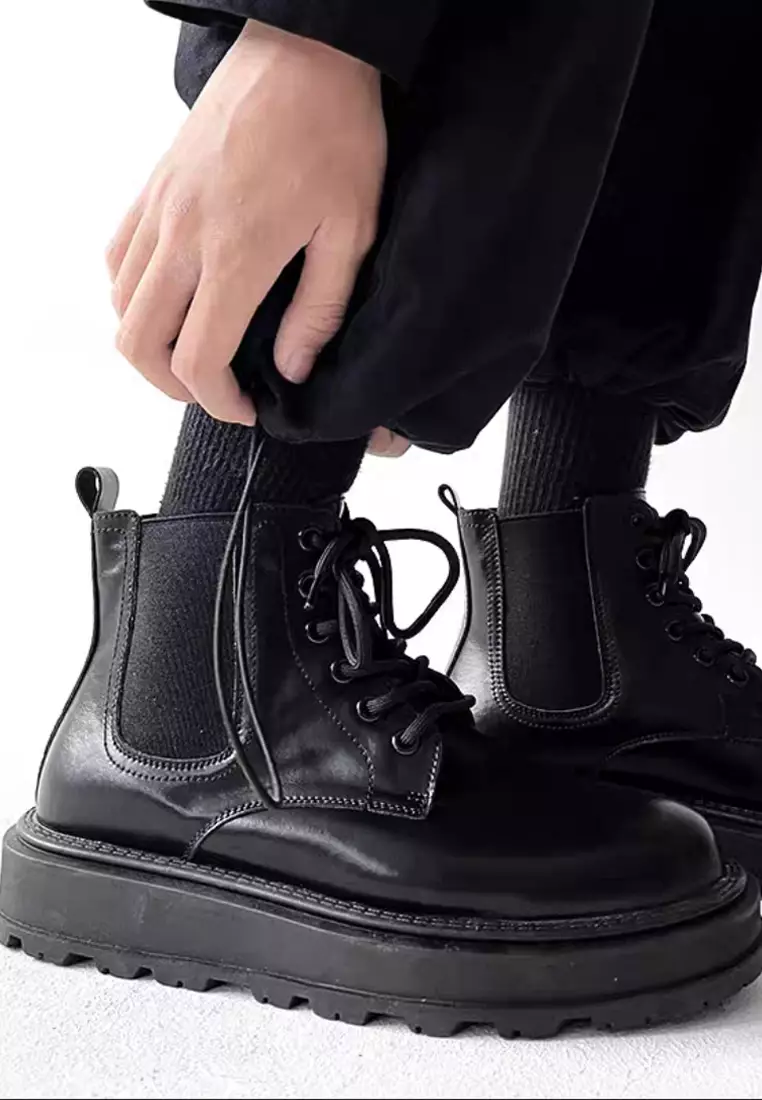 Elegant cowhide Bootlace short Martin boots