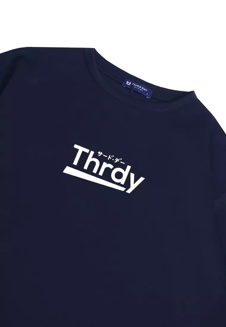 MTL03 Kaos Oversize Distro Pria THRDY Underline Dateng Navy