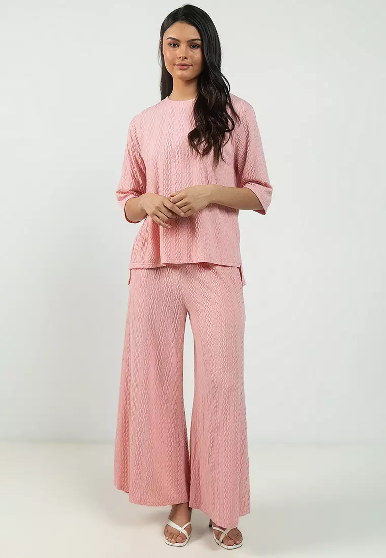 Relaxed Top And Wide-Leg Pants Set