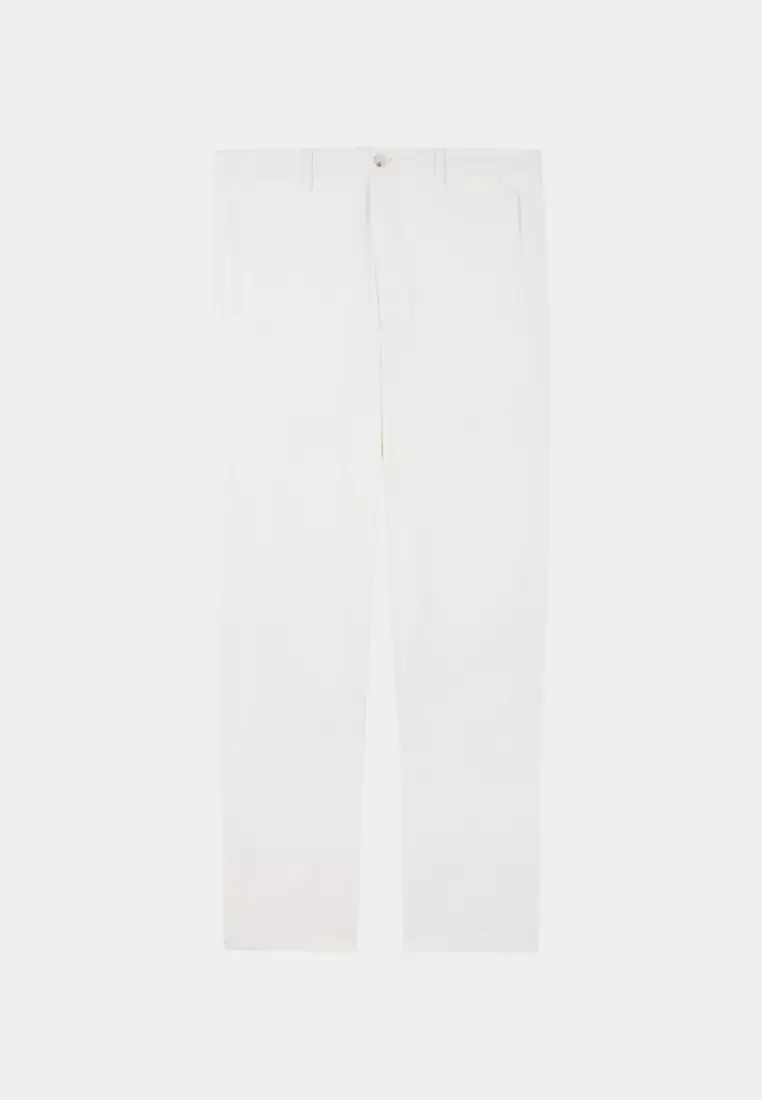 White Side-seam Slim Fit Stretch Chinos