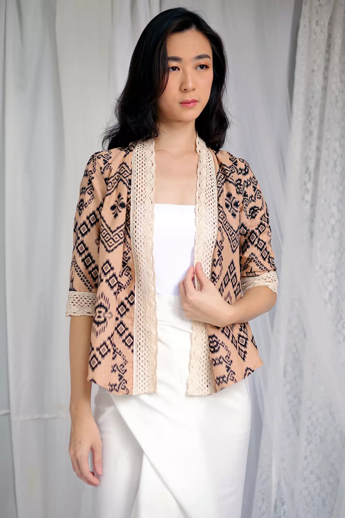 Hamiza Ikat Beige Outer Batik