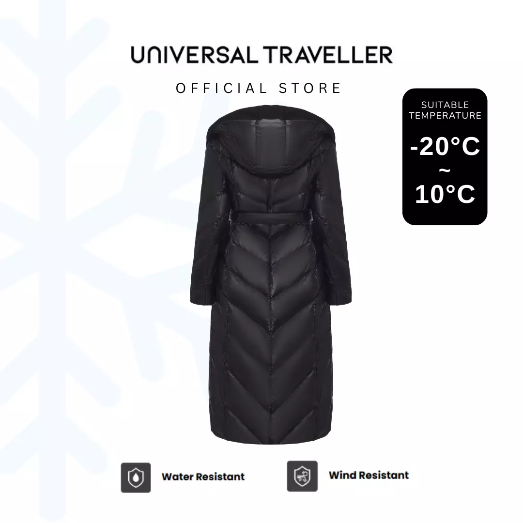 UNIVERSAL TRAVELLER  ELEGANT QUILTED MIDNIGHT DOWN COAT DJW25023