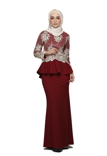 Puspa Lace Kurung from ARCO in Red and Gold