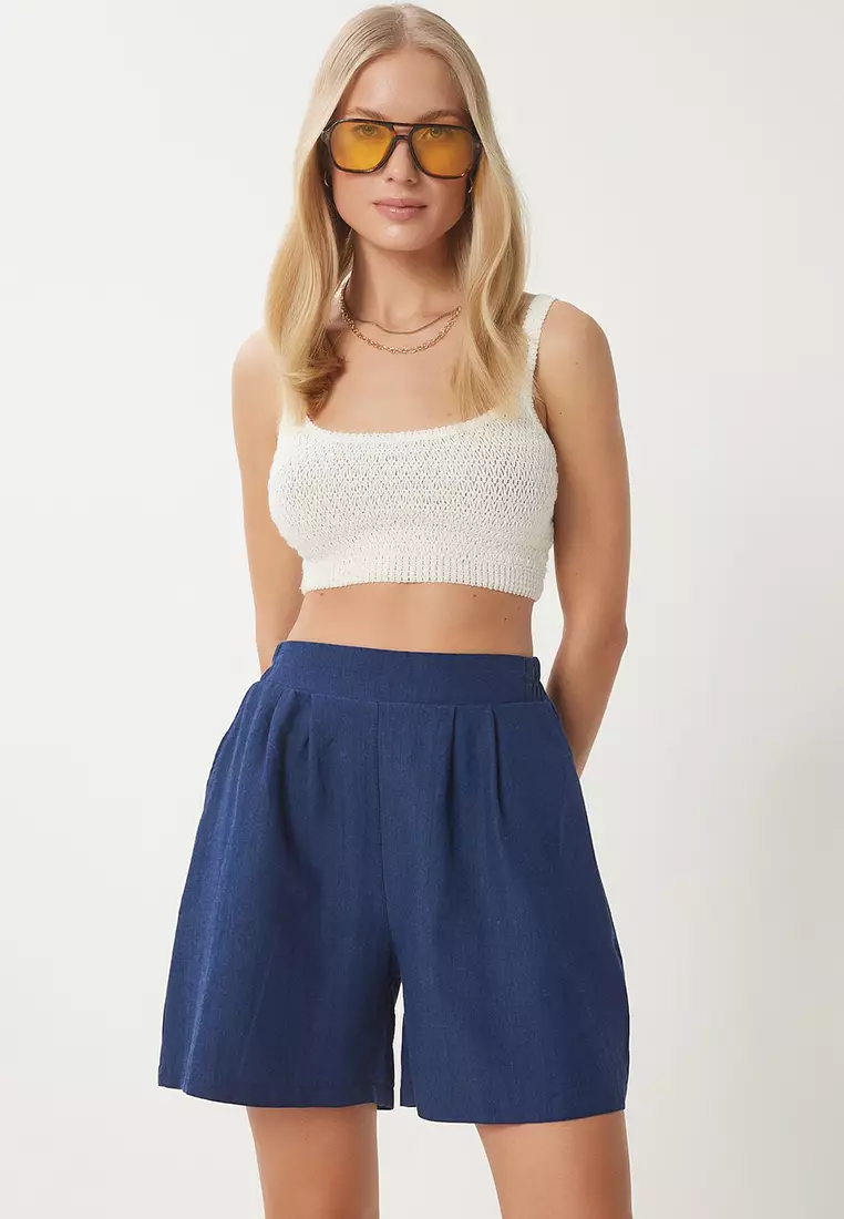 High Waist Summer Linen Shorts