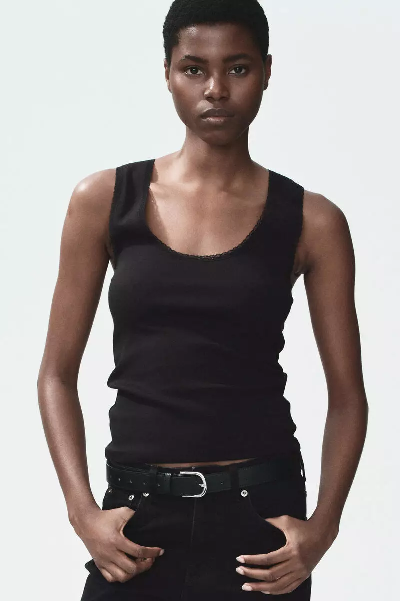 Lace-trimmed vest top