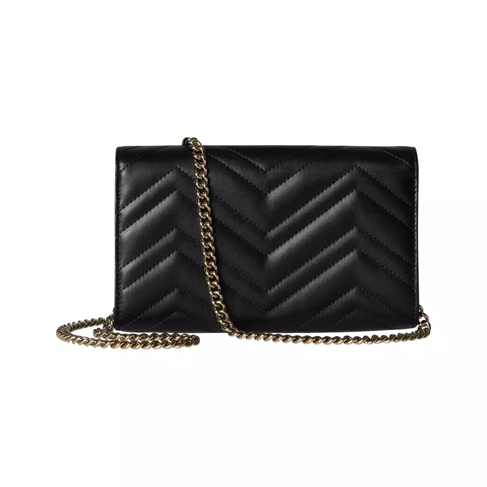 [4.4PRIL KEJUTAN HARGA] GG Marmont Wallet on Chain Matelassé Leather Black Lghw