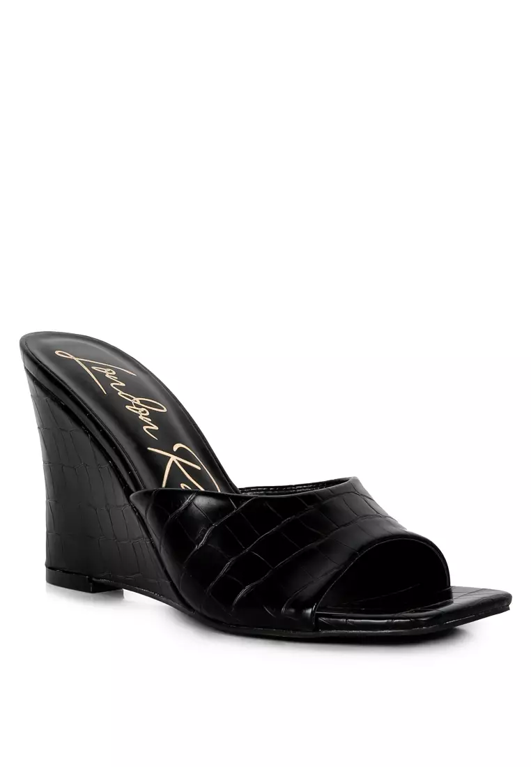 Faux leather wedges clearance