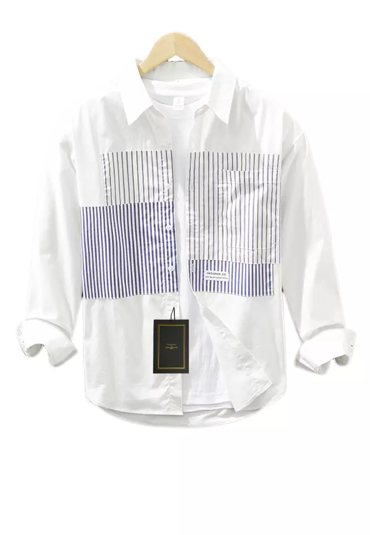 Abstract Pattern Printed Long-Sleeved Shirt WM6692