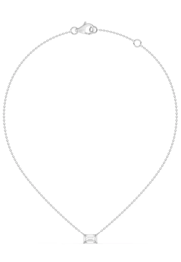 Buy BEON Diamond Minimalist Lab Grown Diamond Emerald Solitaire Pendant ...