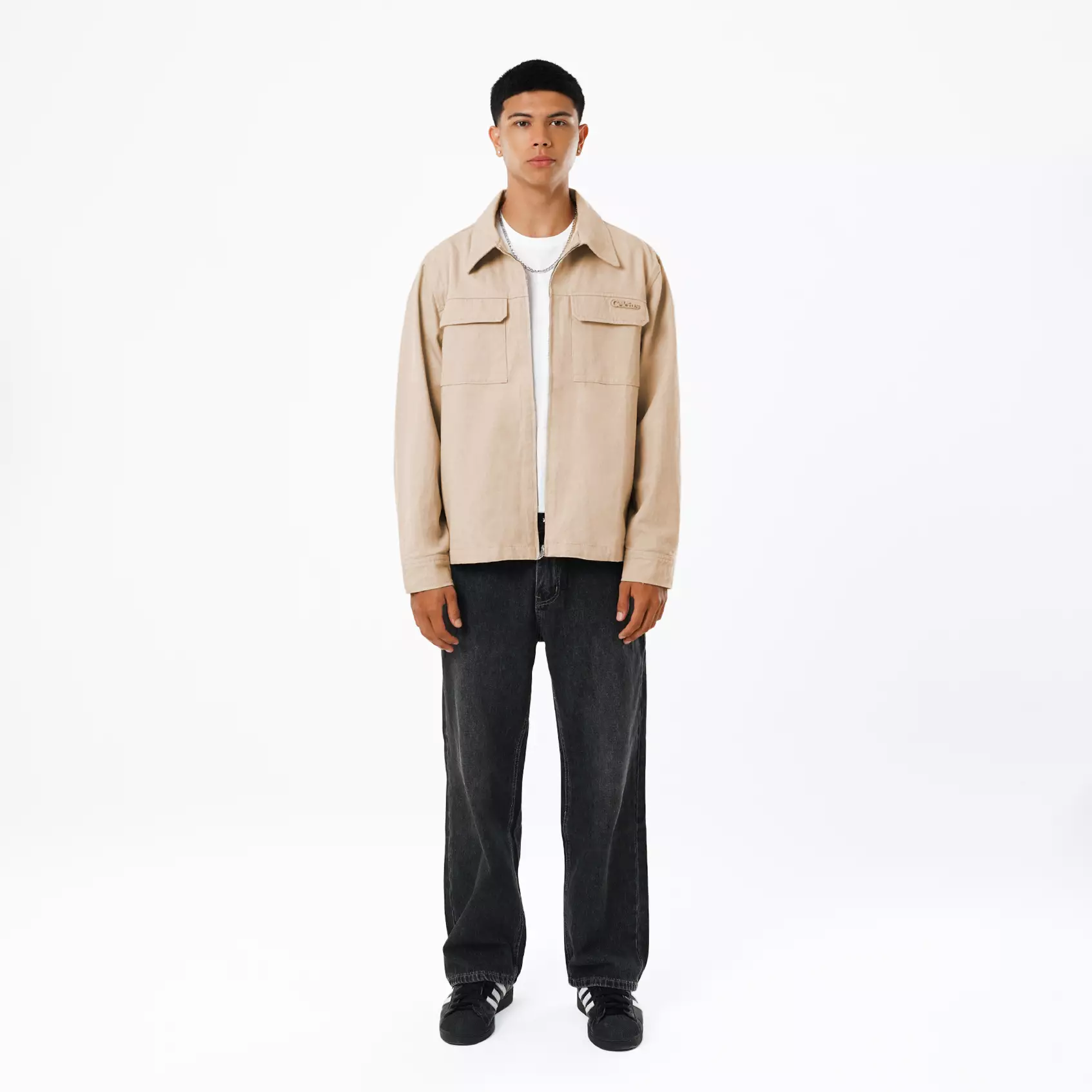 CELCIUS Relaxed Fit Zip Up Jacket Overshirt I31000412C Khaki