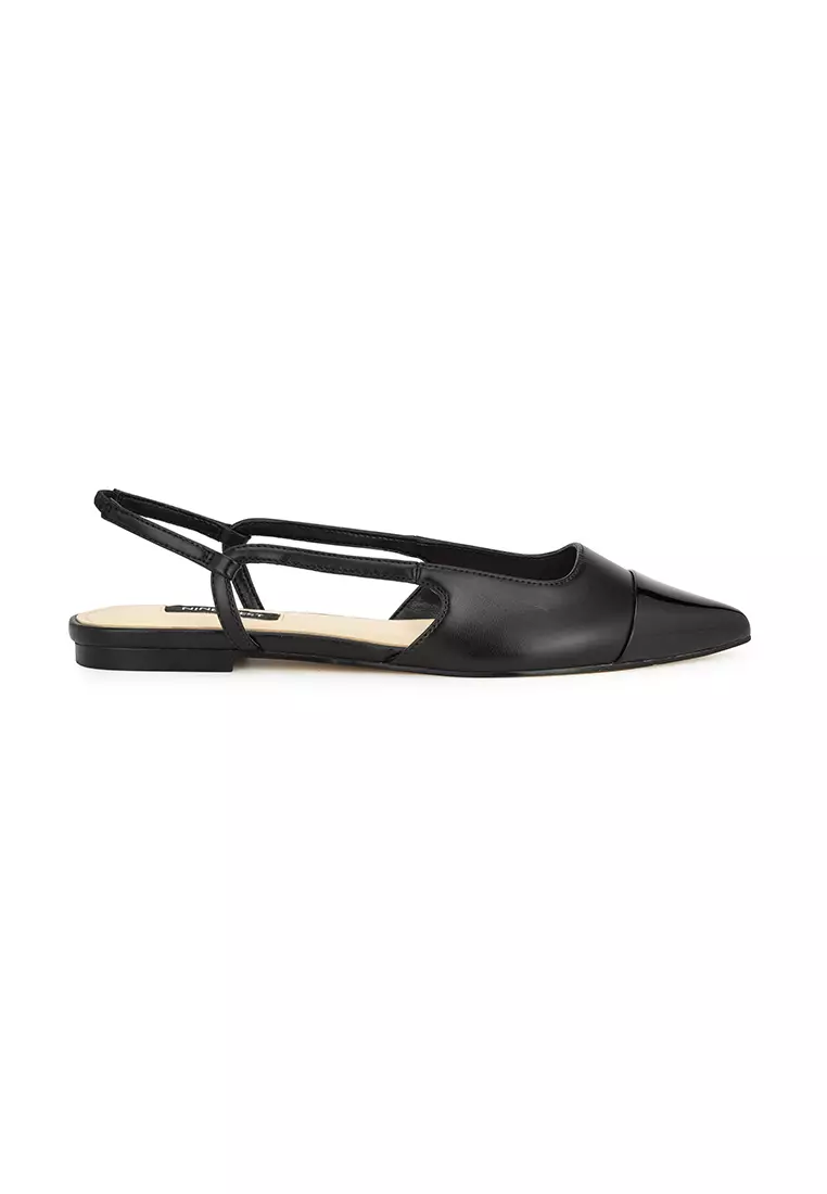 Discount on Nine West  shoes - SKU: Babee Slingback Cap Toe Flats Black
