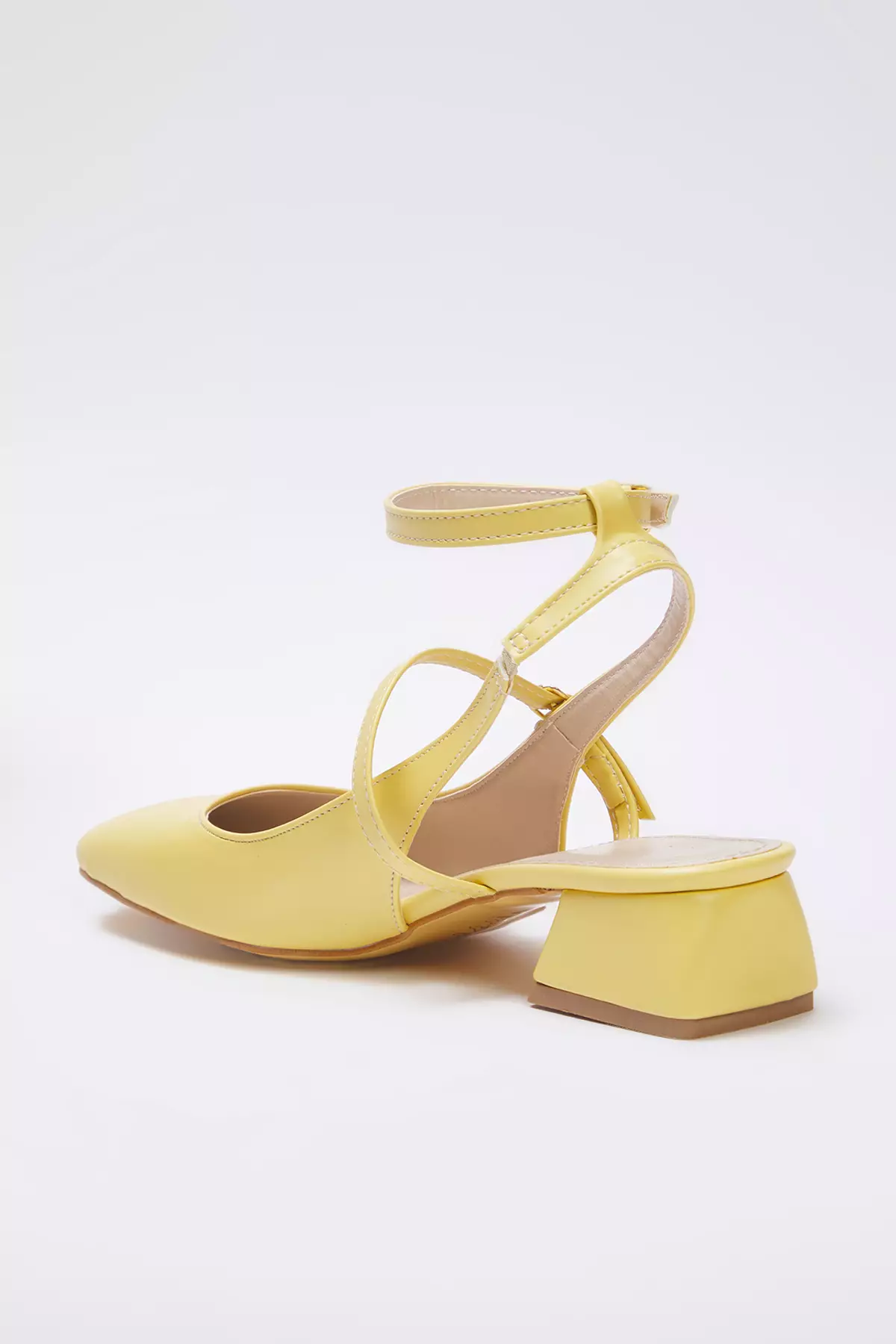 Yellow Mary Jane Ankle Strap Square Toe Women High Heel Shoes Takss24To00009