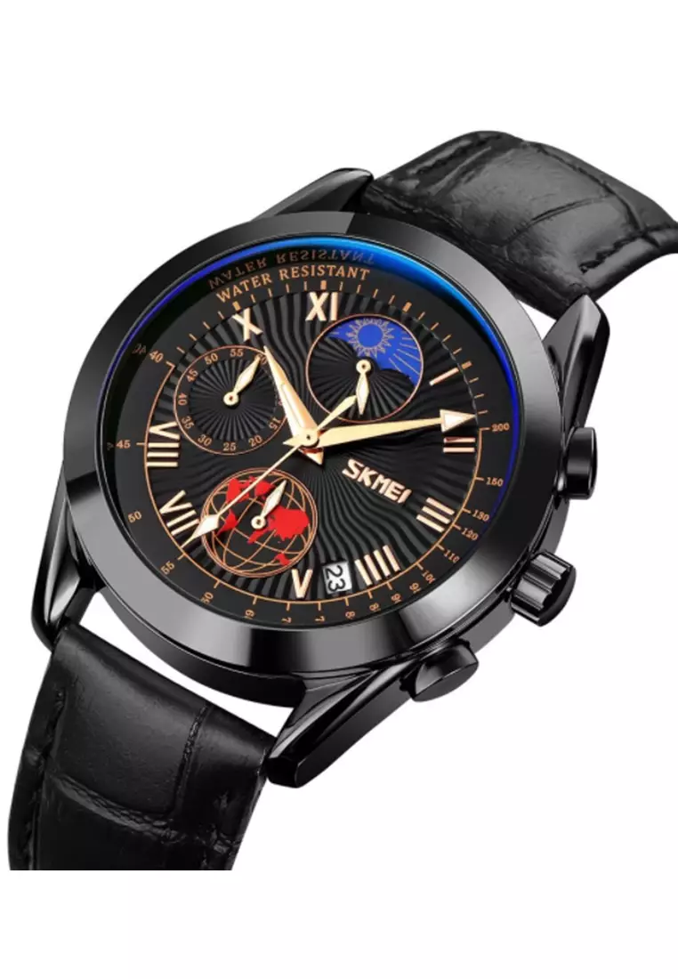 Jam Tangan Analog Pria Waterproof Many Function Strap Tali Material PU Leather BL42 ORIGINAL