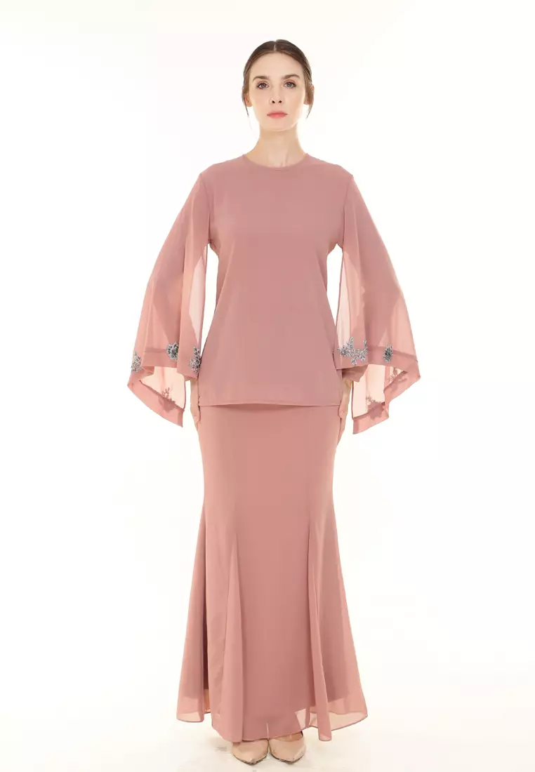 Melody Kurung Modern in Dusty Pink