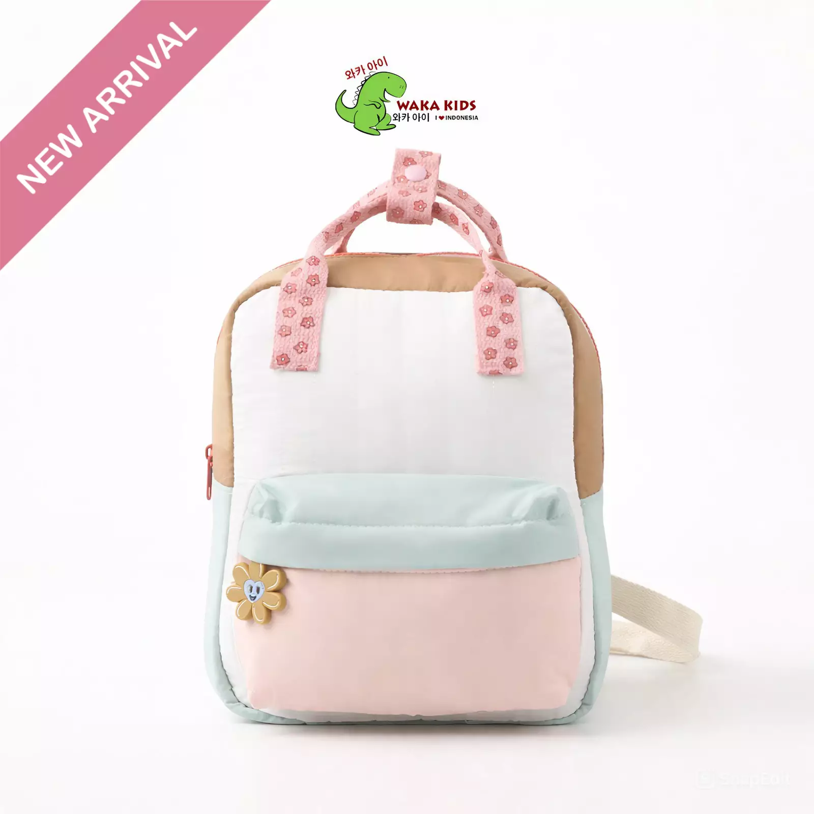 Wakakids Tas Ransel Anak Mini Backpack Sekolah Travelling Korean Style Motif Flower Puffy Venrz
