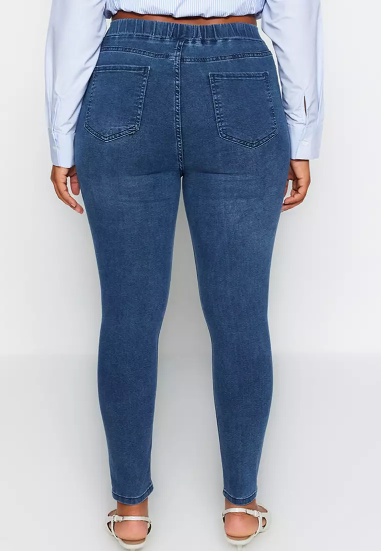 Buy Trendyol Plus Size Blue High Waist Flexible Skinny Jeans