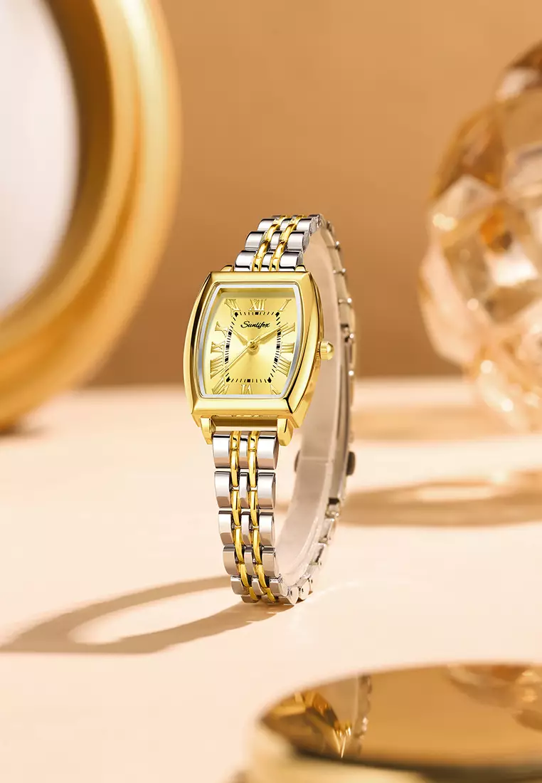 Jam Tangan Wanita Original Vintage Roman Design Anti Air Tali Alloy Jam Tangan Cewek Silvergold