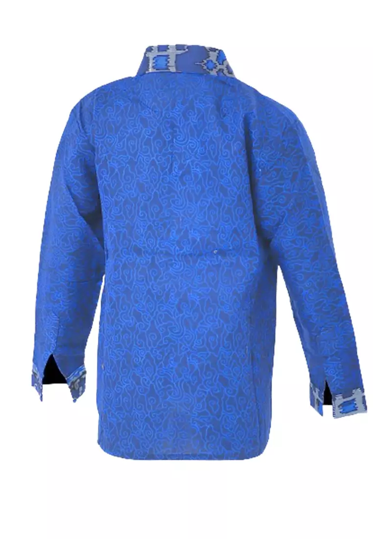 Lucas Kemeja Formal Batik Anak Laki-laki Lengan Panjang Motif Mega Mendung Kids Traditional Shirt Material Cotton ORIGINAL - Blue
