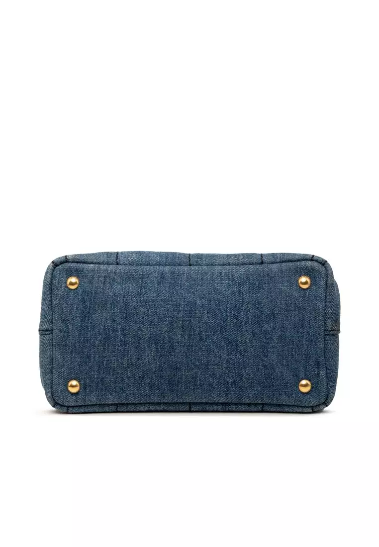 Pre-Loved Prada Small Denim Canapa Logo Tote