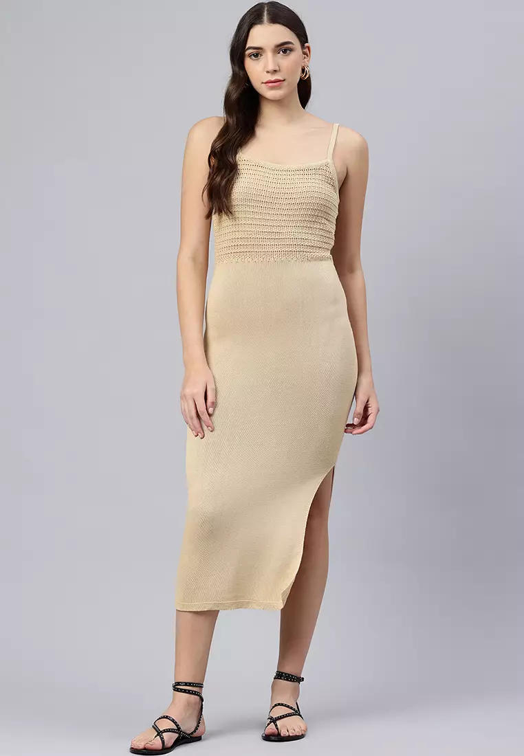 sachin and babi light blue dress Knee Length Slit Pinafore Dress In BLACK main image 1