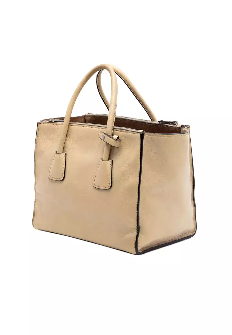 Pre-Loved Prada Glace Calf Twin Pocket Double Handle Satchel