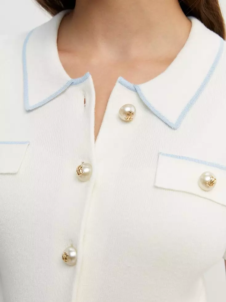 Short Sleeve Knit Top - White