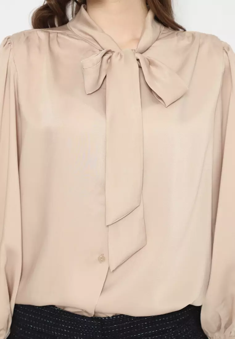Mannequin Ribbon Silk Sateen Shirt