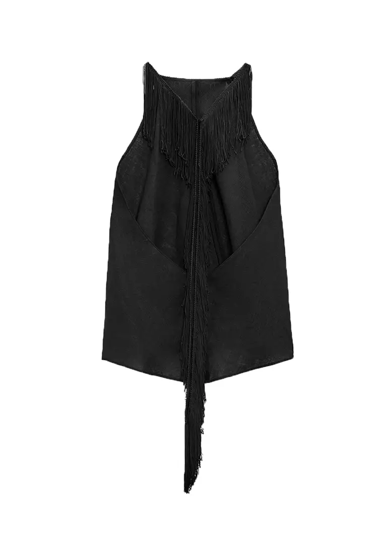 ZARA Linen Fringe Top 2025 | Buy ZARA Online | ZALORA Hong Kong