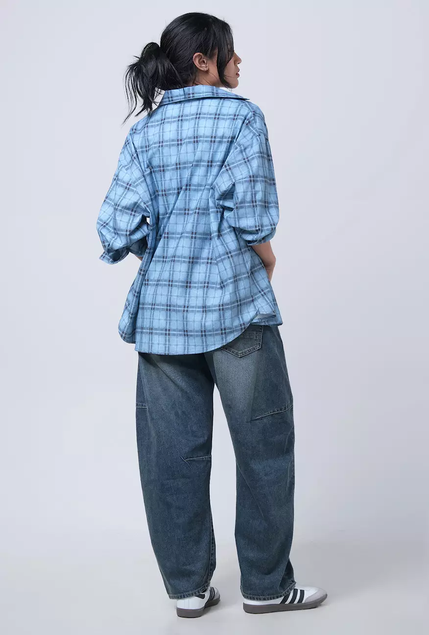 Kemeja Wanita Alanza Blue Black