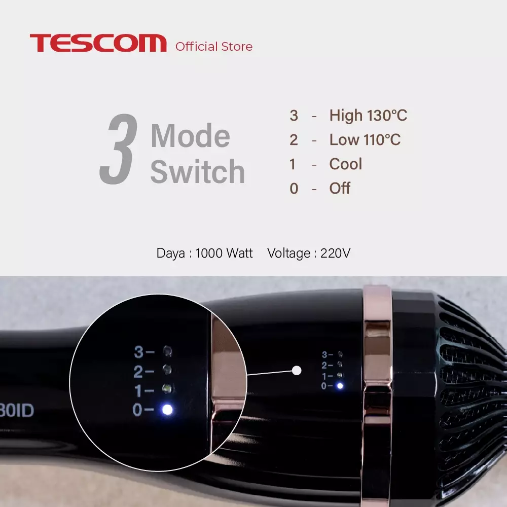 Tescom Gloss Pro 2in1 Volume Airstyler - Hair Dryer / Sisir Angin Blow & Pengering Rambut TC580ID