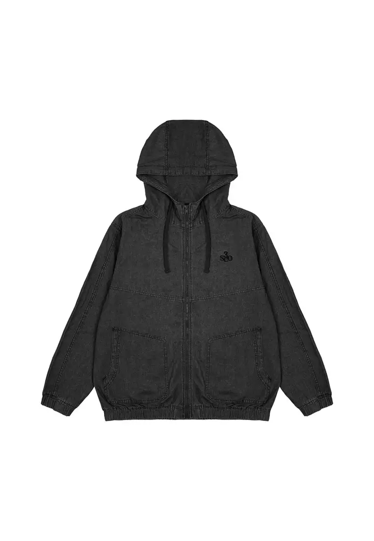 3Second Men's Denim Jacket Zipper Hoodie Regular Fit Cotton Quill HP-C010625