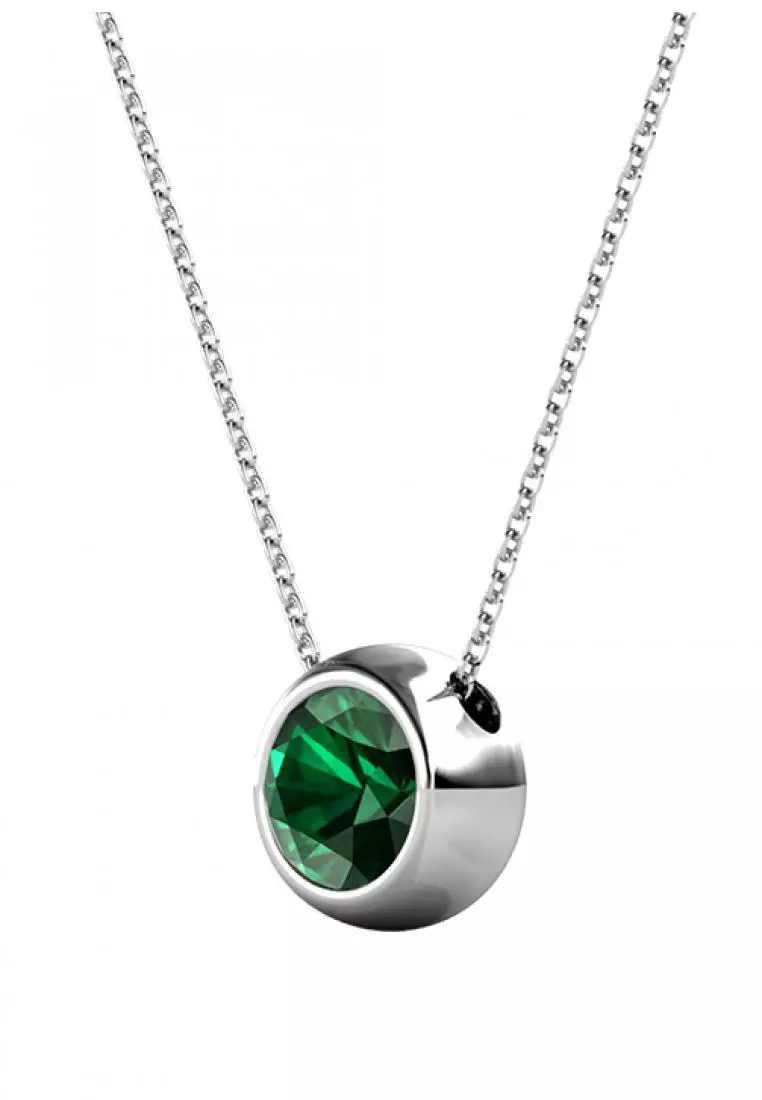 Birth Stone Moon Pendant May Emerald- Kalung Crystal Swarovski by Her Jewellery
