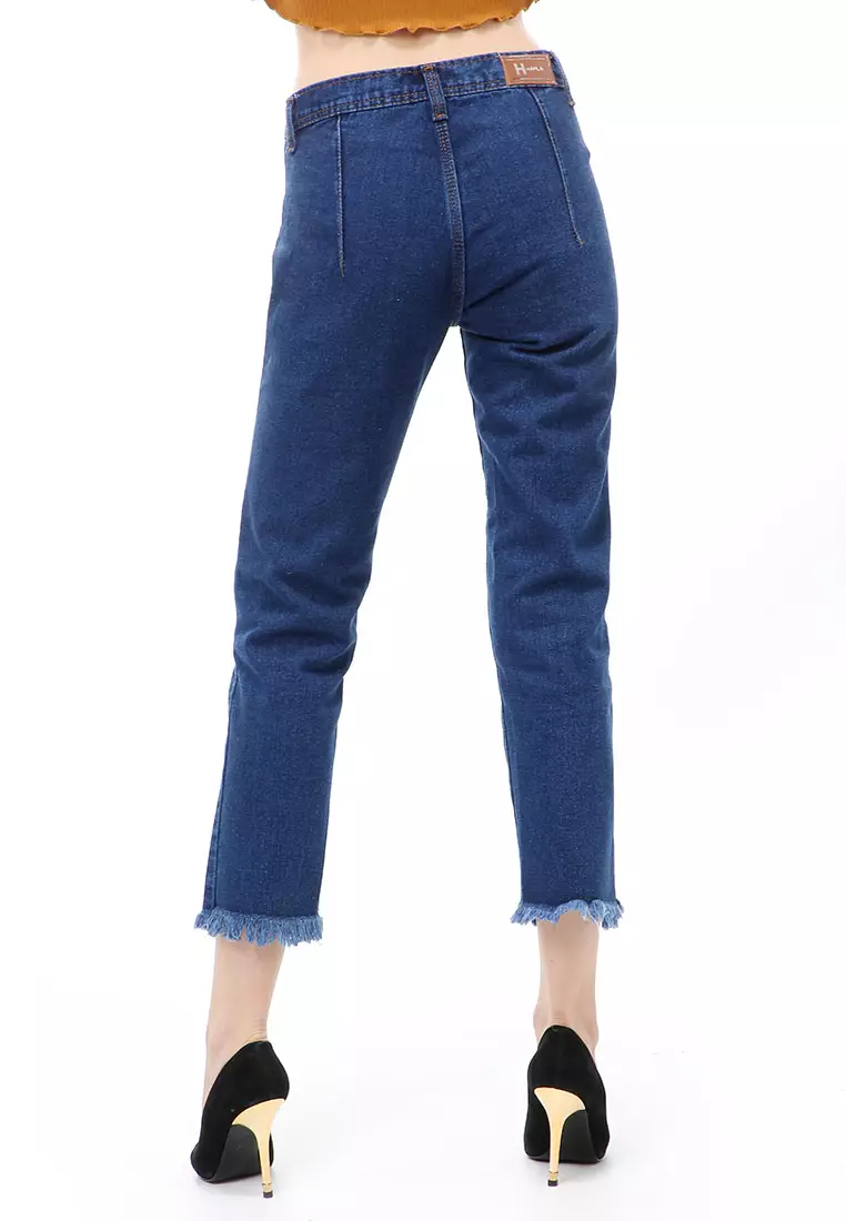 Jourel Celana Panjang Wanita Skinny Jeans Pocket Rawis Stylish Material Denim ORIGINAL - Navy