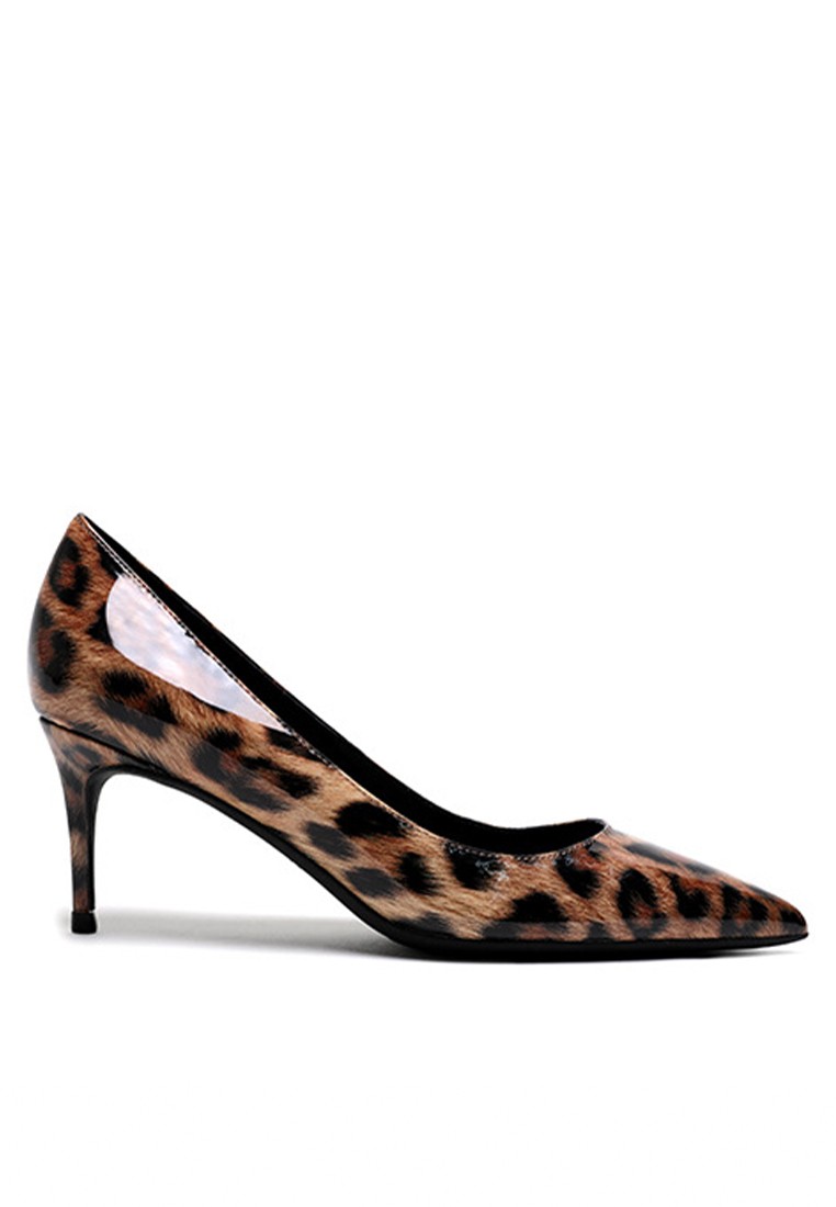 6.5CM Leopard Faux Patent Pointed High Heel Shoes HZL160