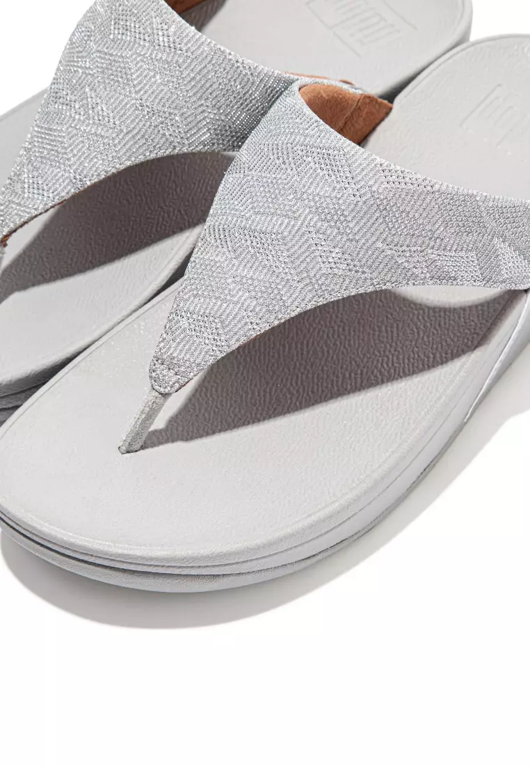 FitFlop LULU Women's Glitz Toe-Post Sandals - Silver (ET8-011)