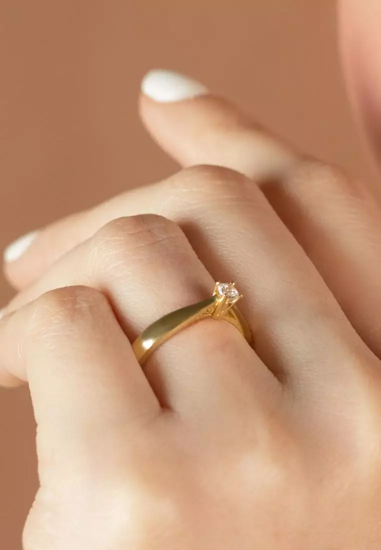 Round Cut Ring 14k Gold