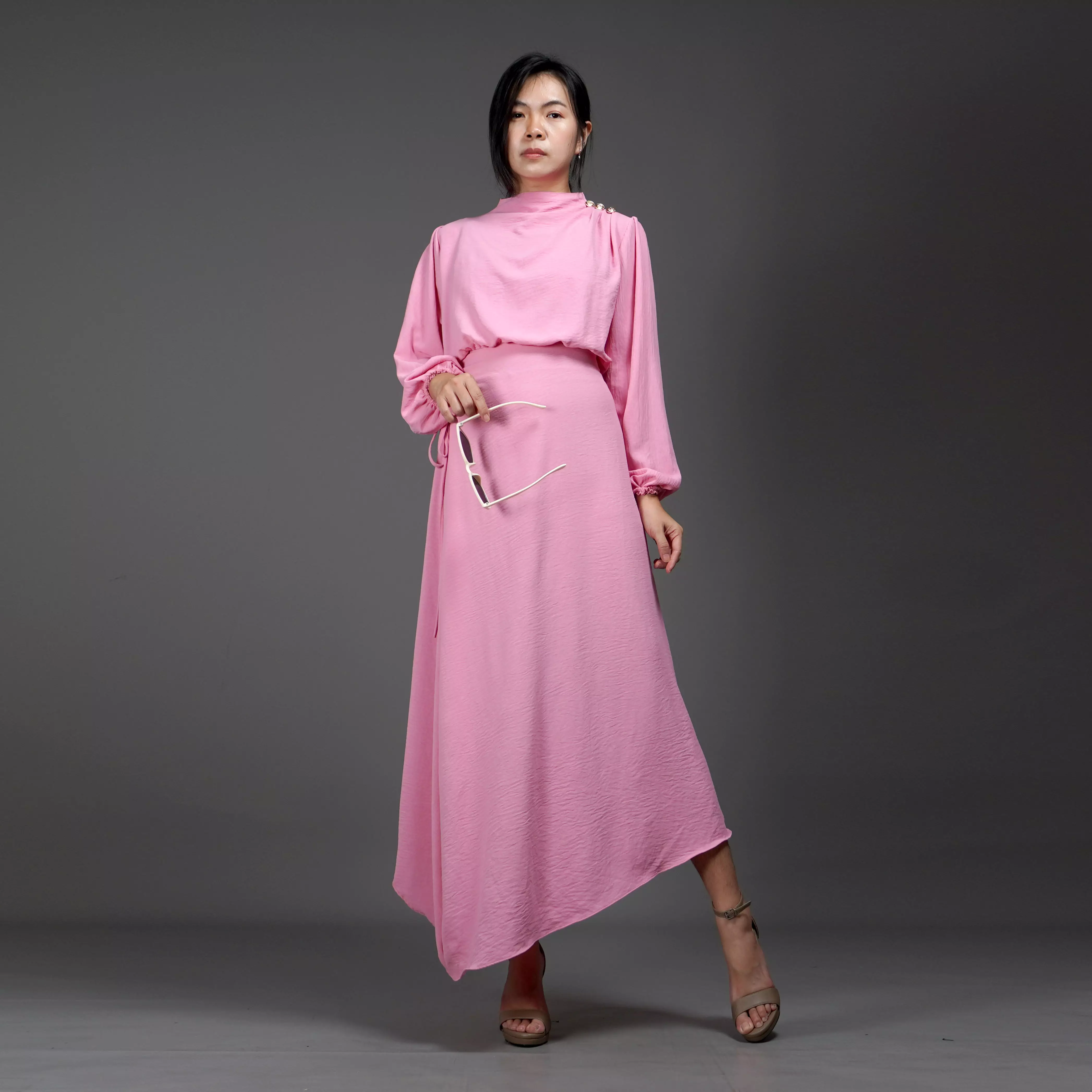 HALTERIA Gaun Natal Baju Natal Pink Dress Long Dress - PINK